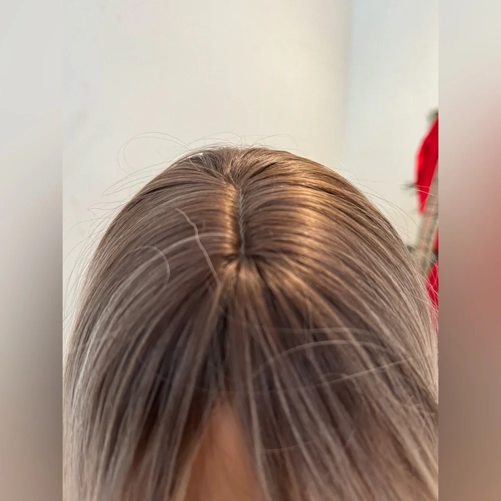 Classic Cap Wig Long Straight Blonde Balayage with Curtain Bangs, Natural Layers
